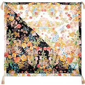 JOHNNY WAS Floral silk scarf 42"x42" EUC